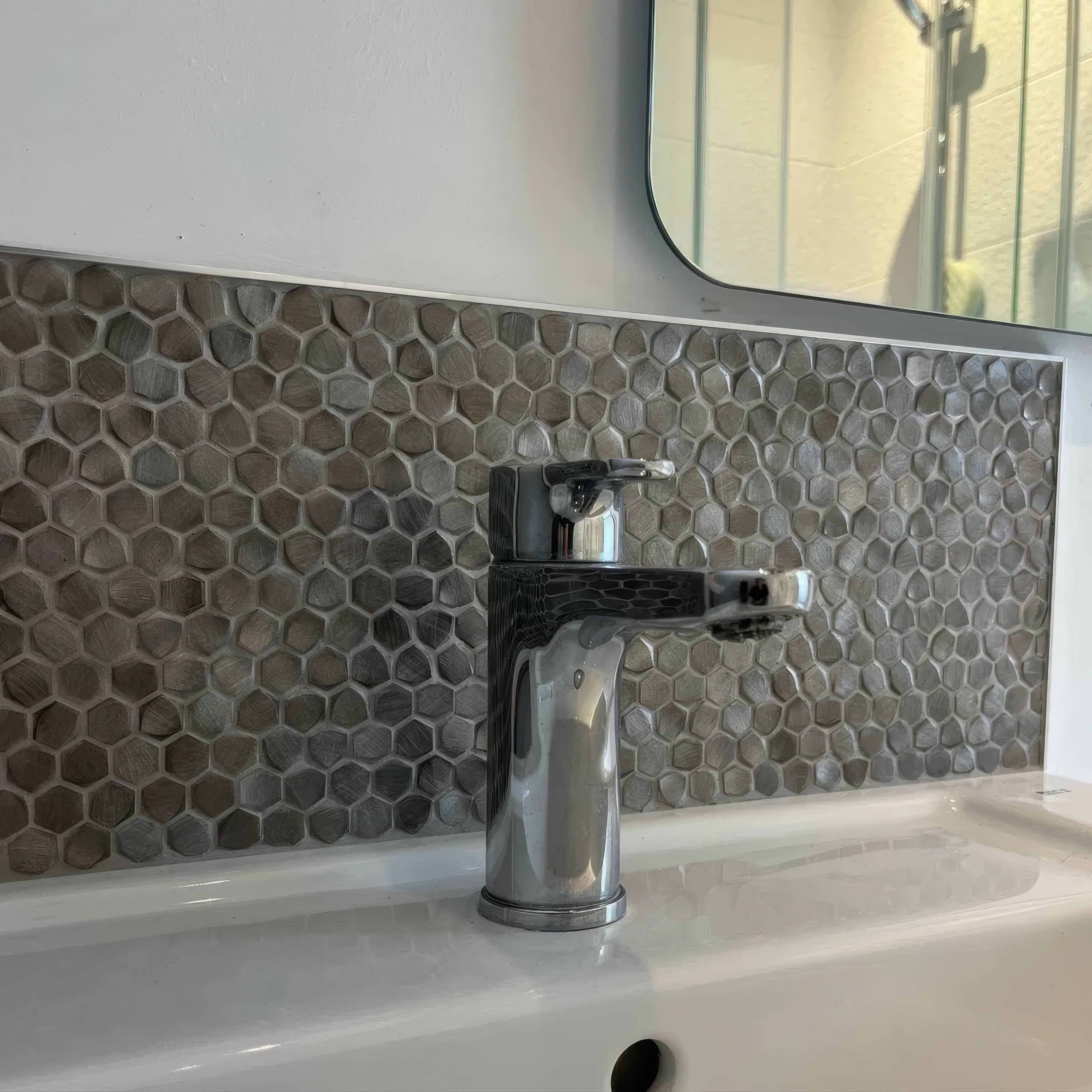 Gravity Aluminium Hexagon Metal Mosaic By Hyperion Tiles