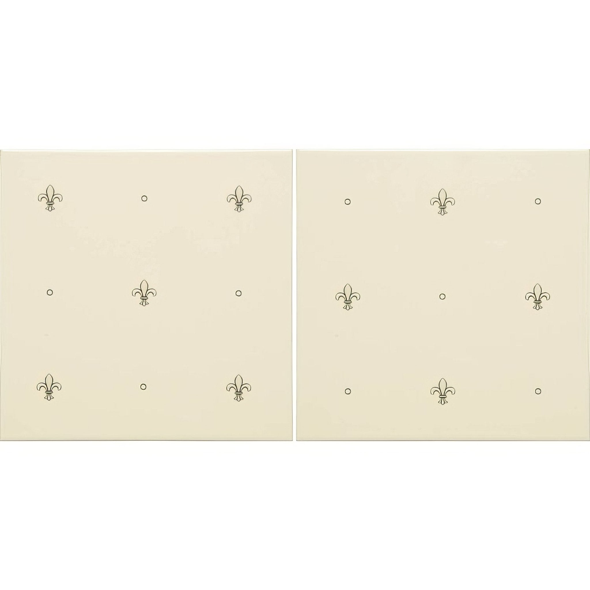 Fabergé Fleur de Lis 2 - tile Set Charcoal Grey on County White - Hyperion Tiles