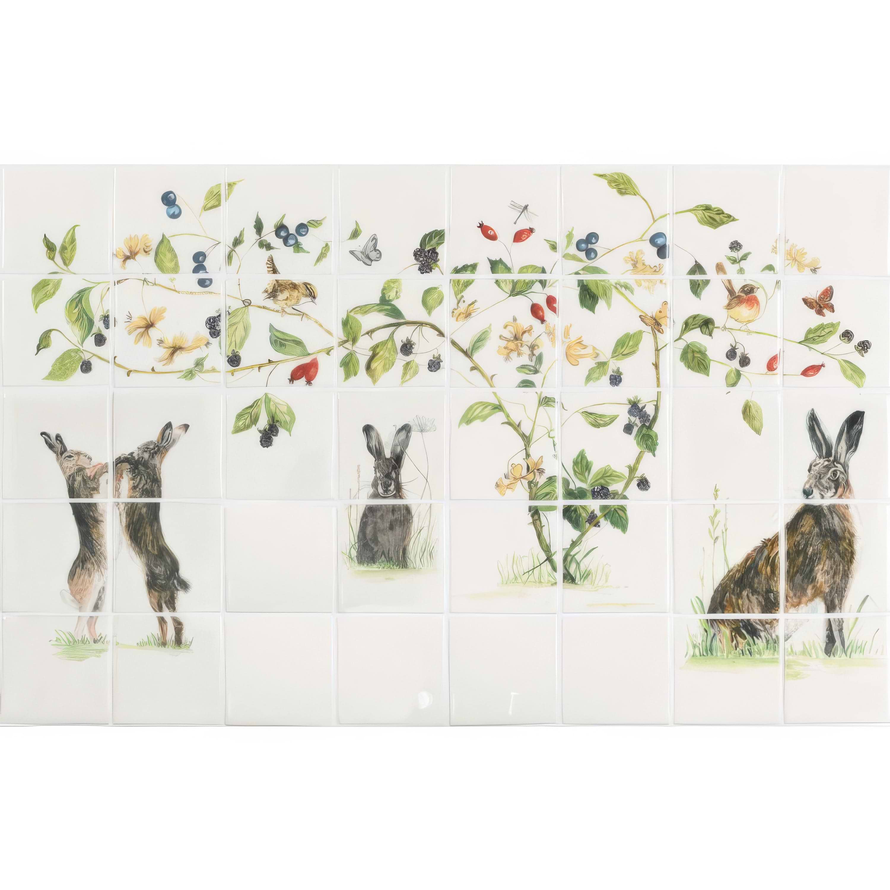 Family of Hares 40 Tile Panel - Hyperion Tiles