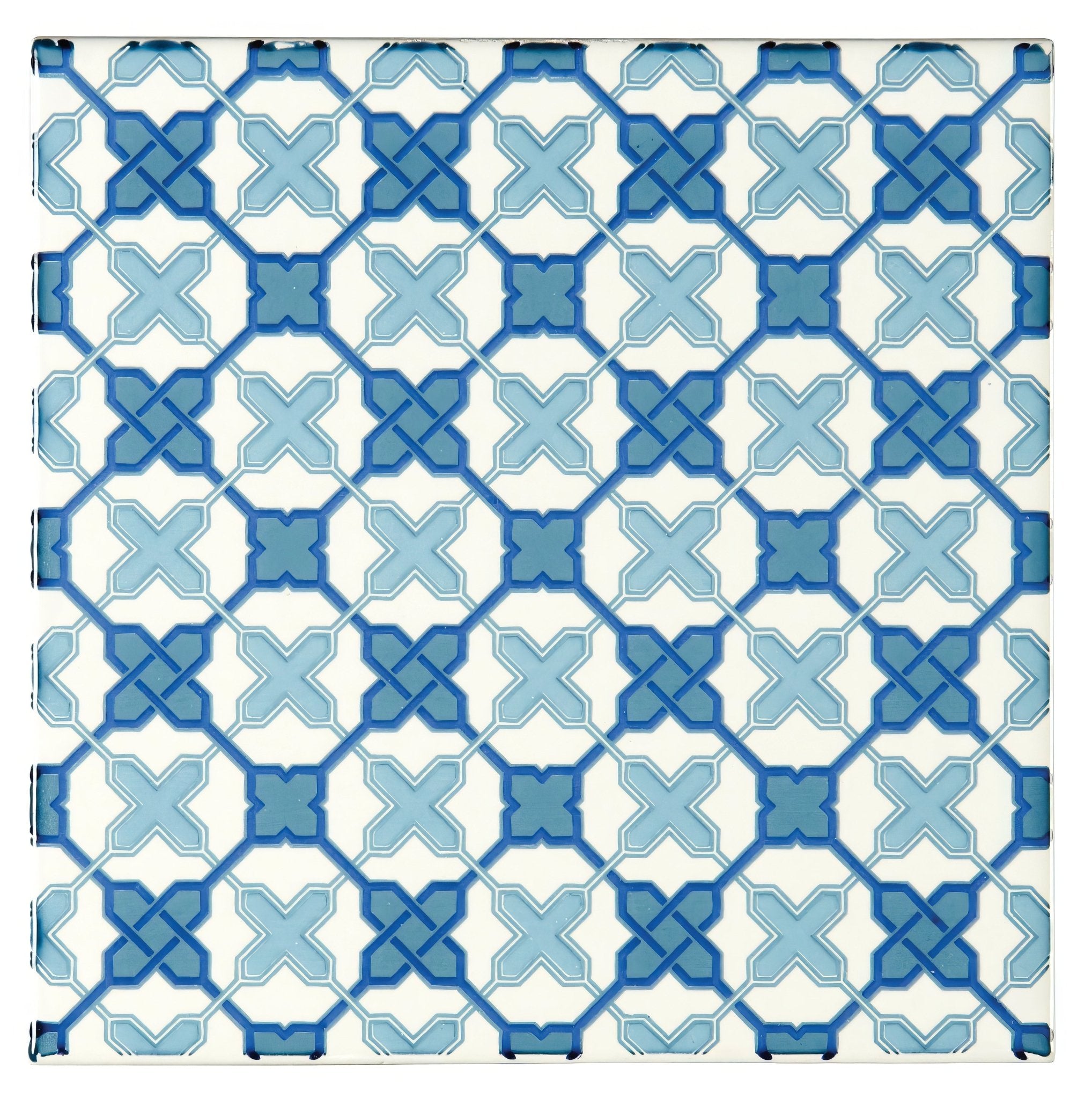 Filigree Blue on Brilliant White - Hyperion Tiles