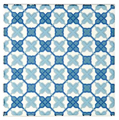 Filigree Blue on Brilliant White - Hyperion Tiles