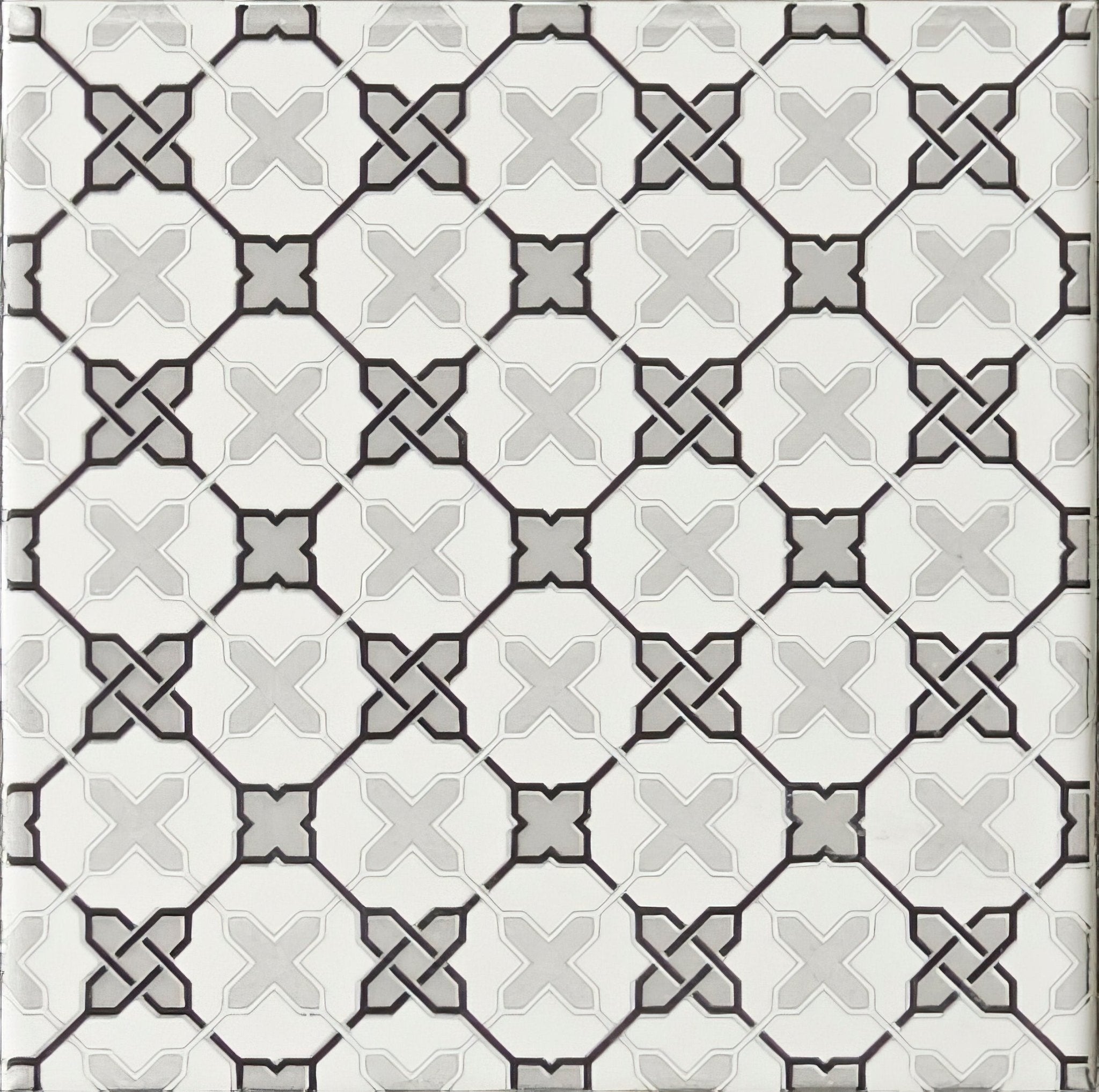 Filigree Grey on Brilliant White - Hyperion Tiles