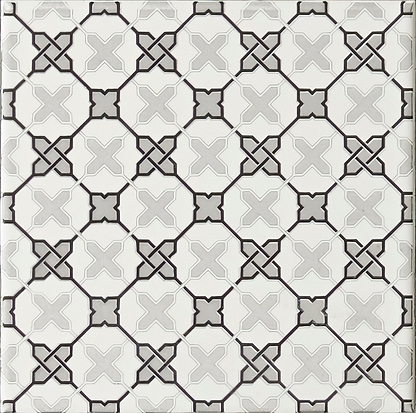 Filigree Grey on Brilliant White - Hyperion Tiles