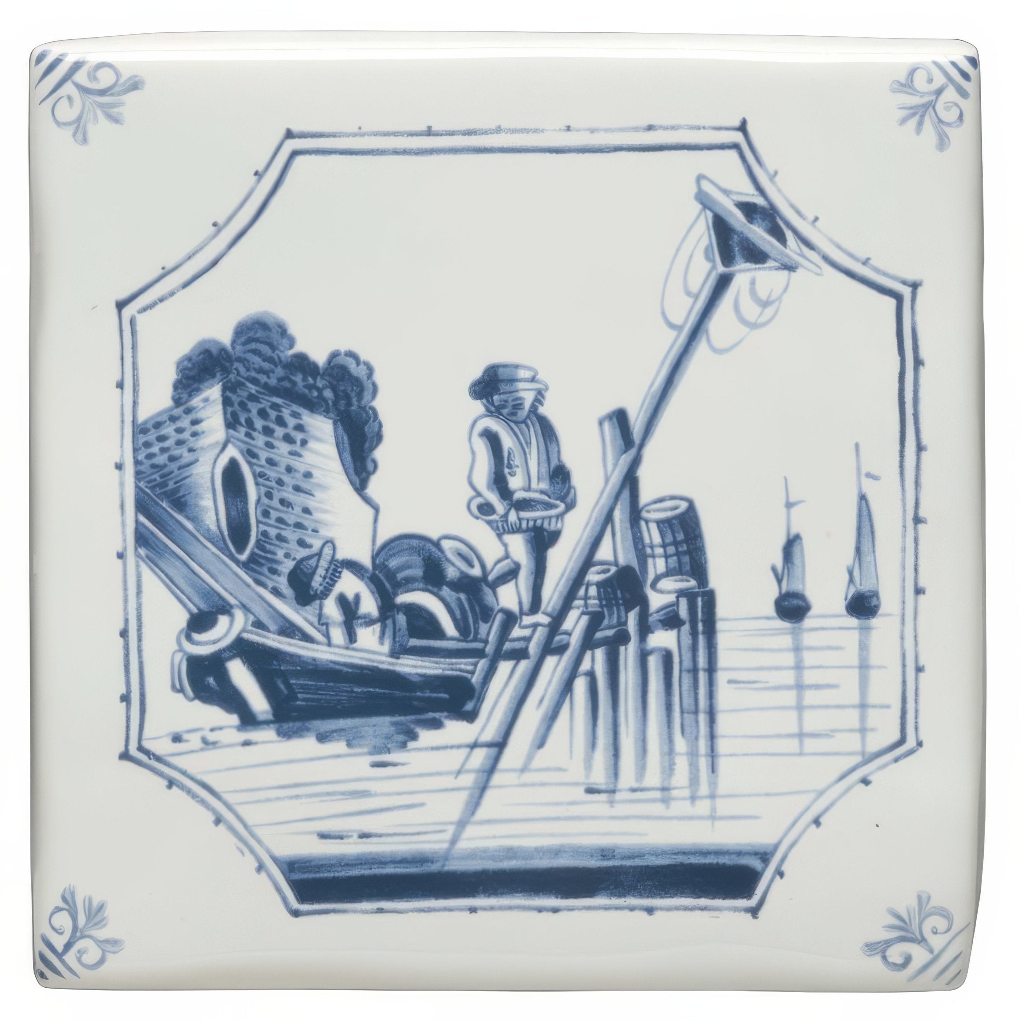 Fisherman Delft River Scene - Hyperion Tiles