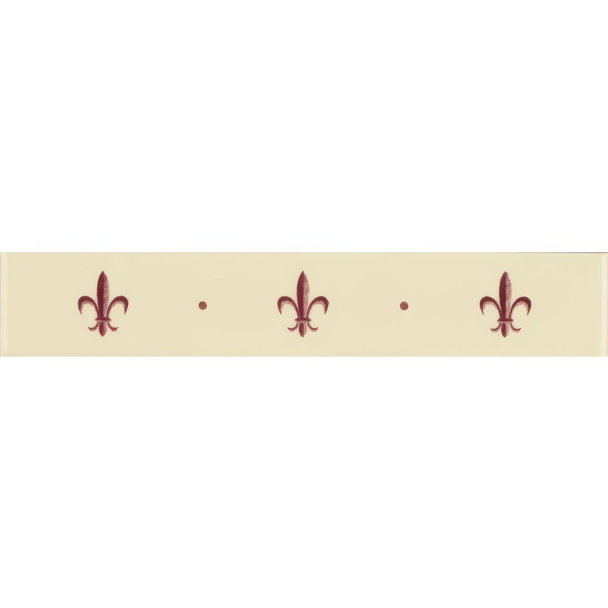 Fleur de Lis Border Burgundy on County White - Hyperion Tiles