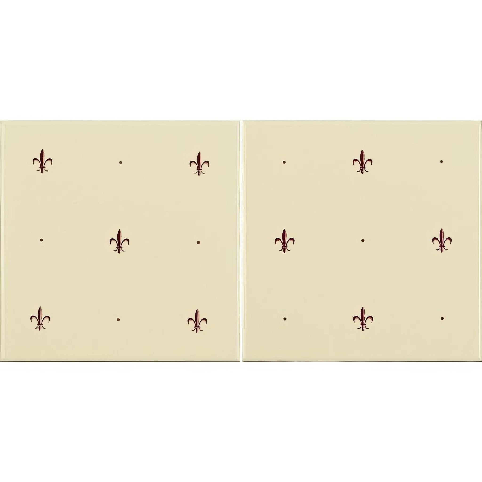 Fleur de Lis Burgundy on Colonial White (2 Tile Set) - Hyperion Tiles