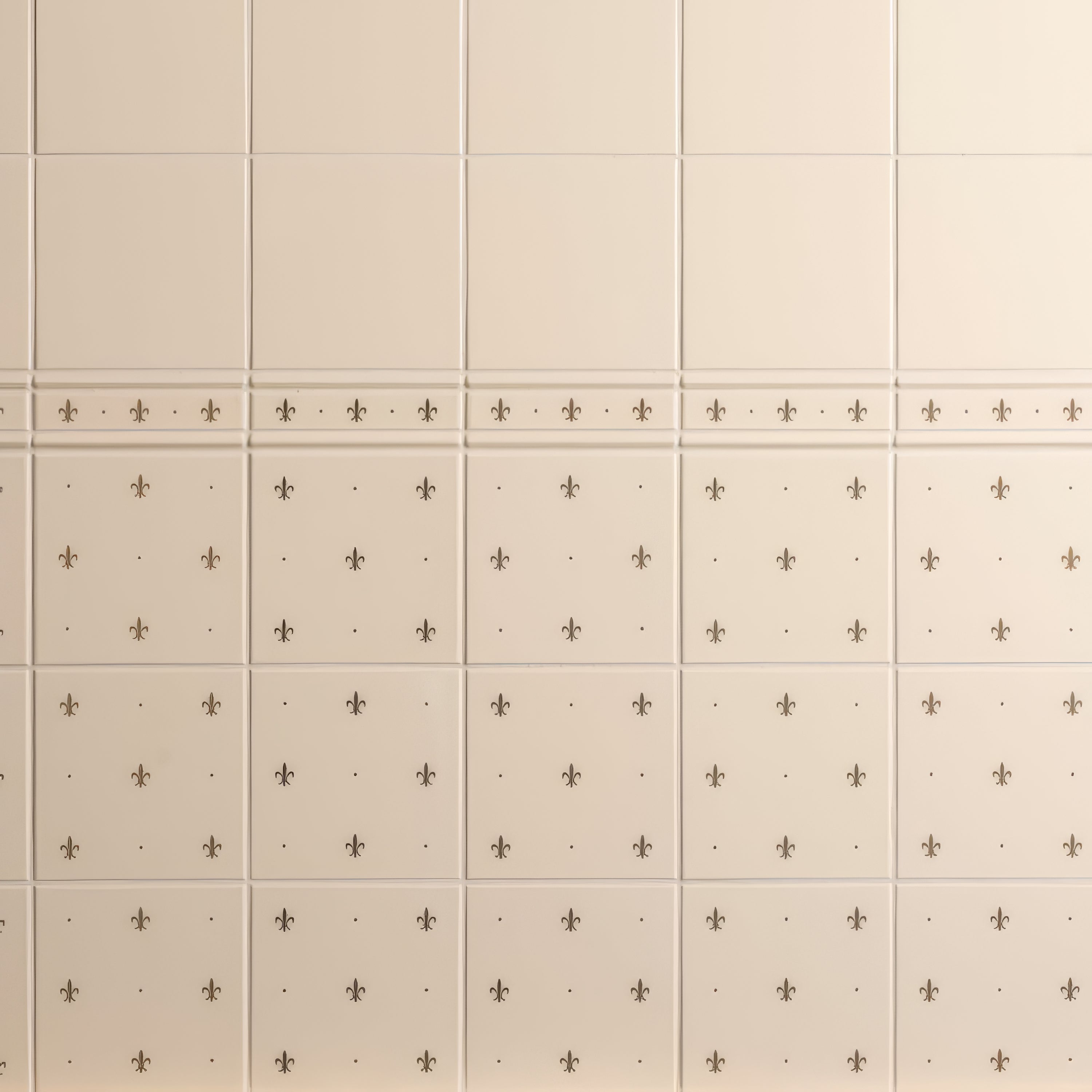  Luxurious Fleur de Lis Gold on County White 2 Tile Set perfect for adding a touch of sophistication to any space