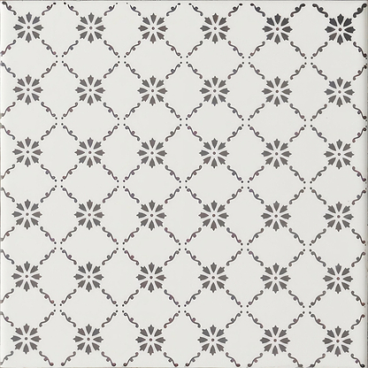 Floral Trellis Grey on Brilliant White - Hyperion Tiles