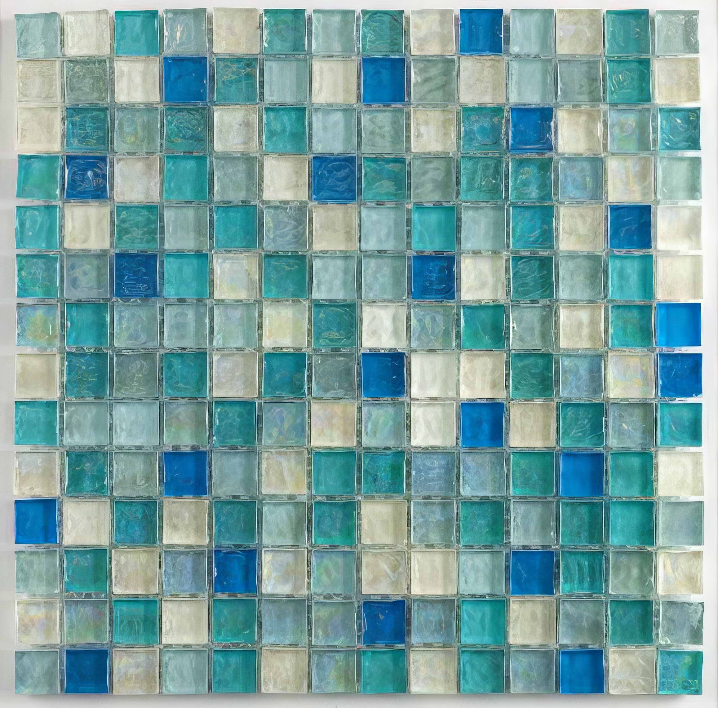 Hammered Pearl Aqua Glass Mosaic - Hyperion Tiles