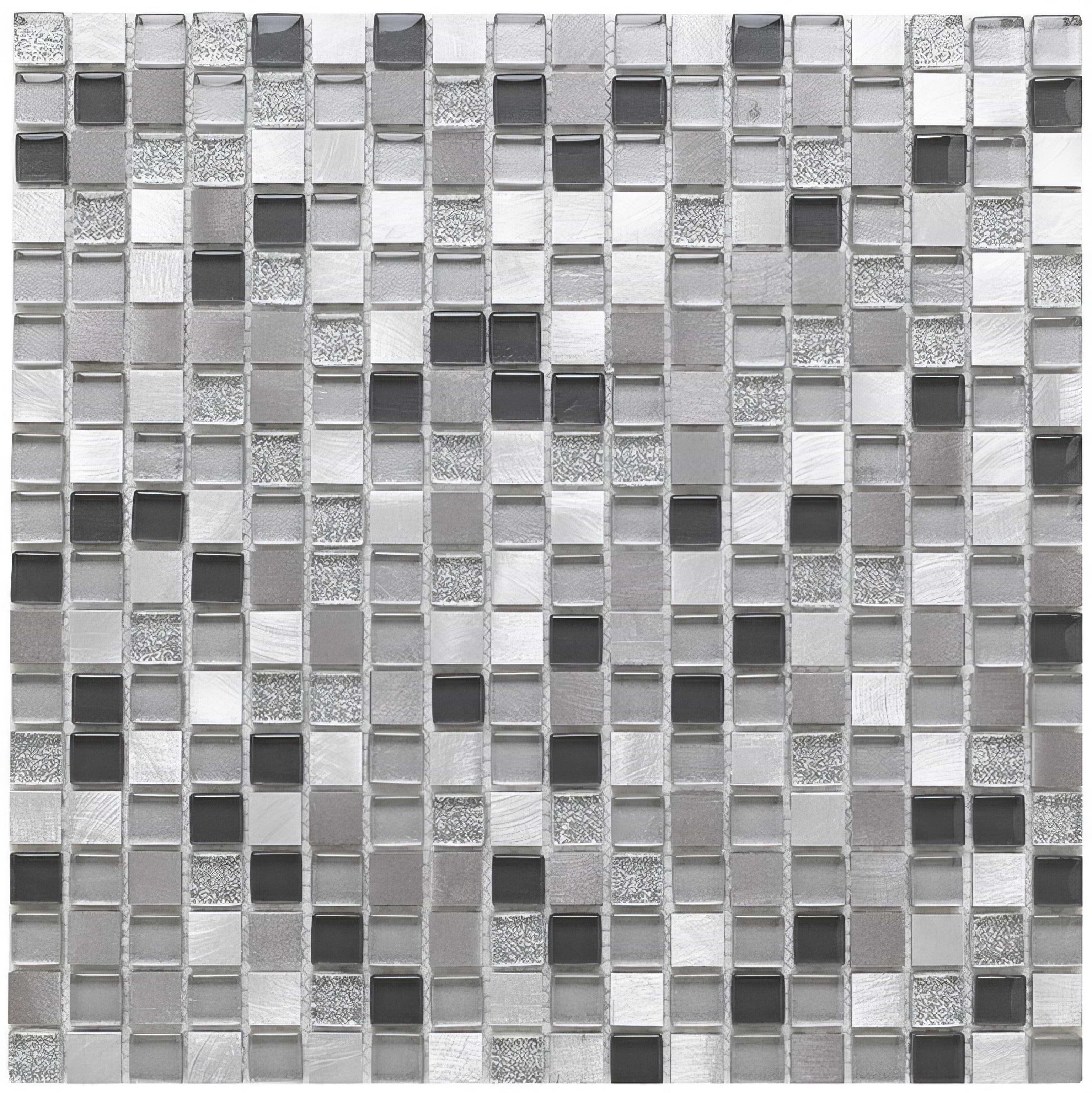 Platinum 135 Glass/Metal Mix Mosaic 15x15mm - Hyperion Tiles