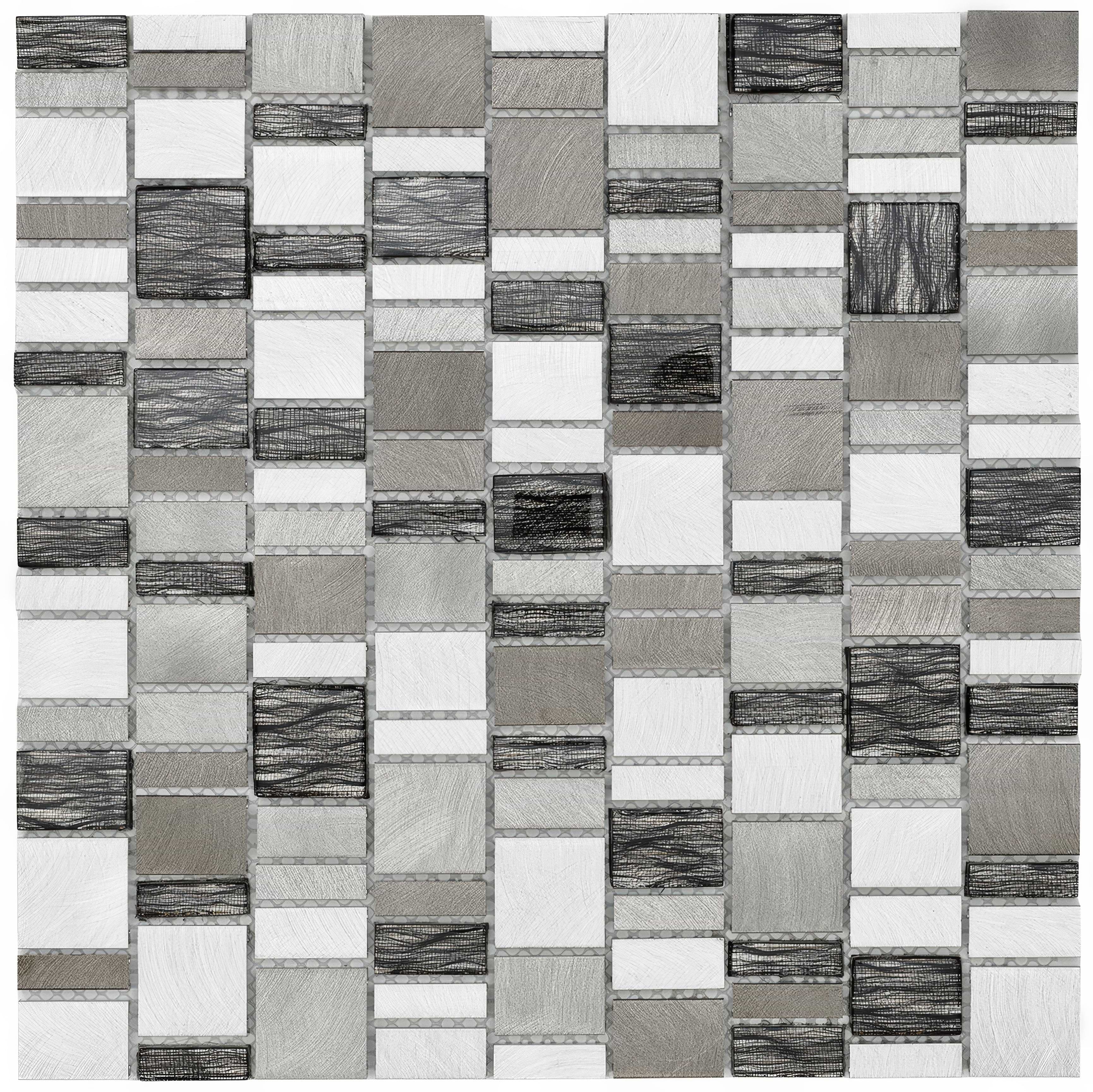 Chrome Copper Glass & Metal Linear Mix Size Mosaic - Hyperion Tiles