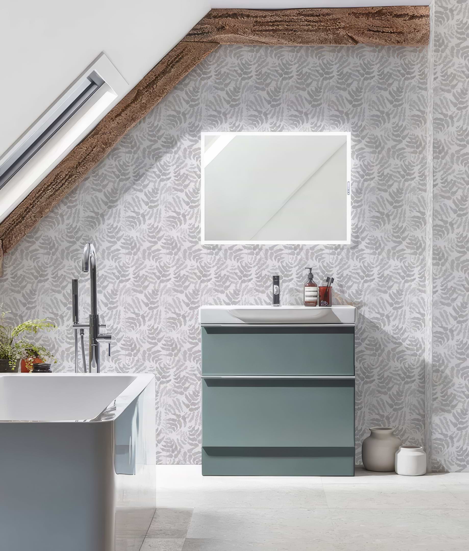 Glendurgan Ceramic Fern Warm Grey - Hyperion Tiles