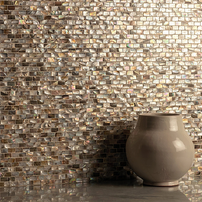 Gold Pearl Brickbond Shell Mosaic - Hyperion Tiles