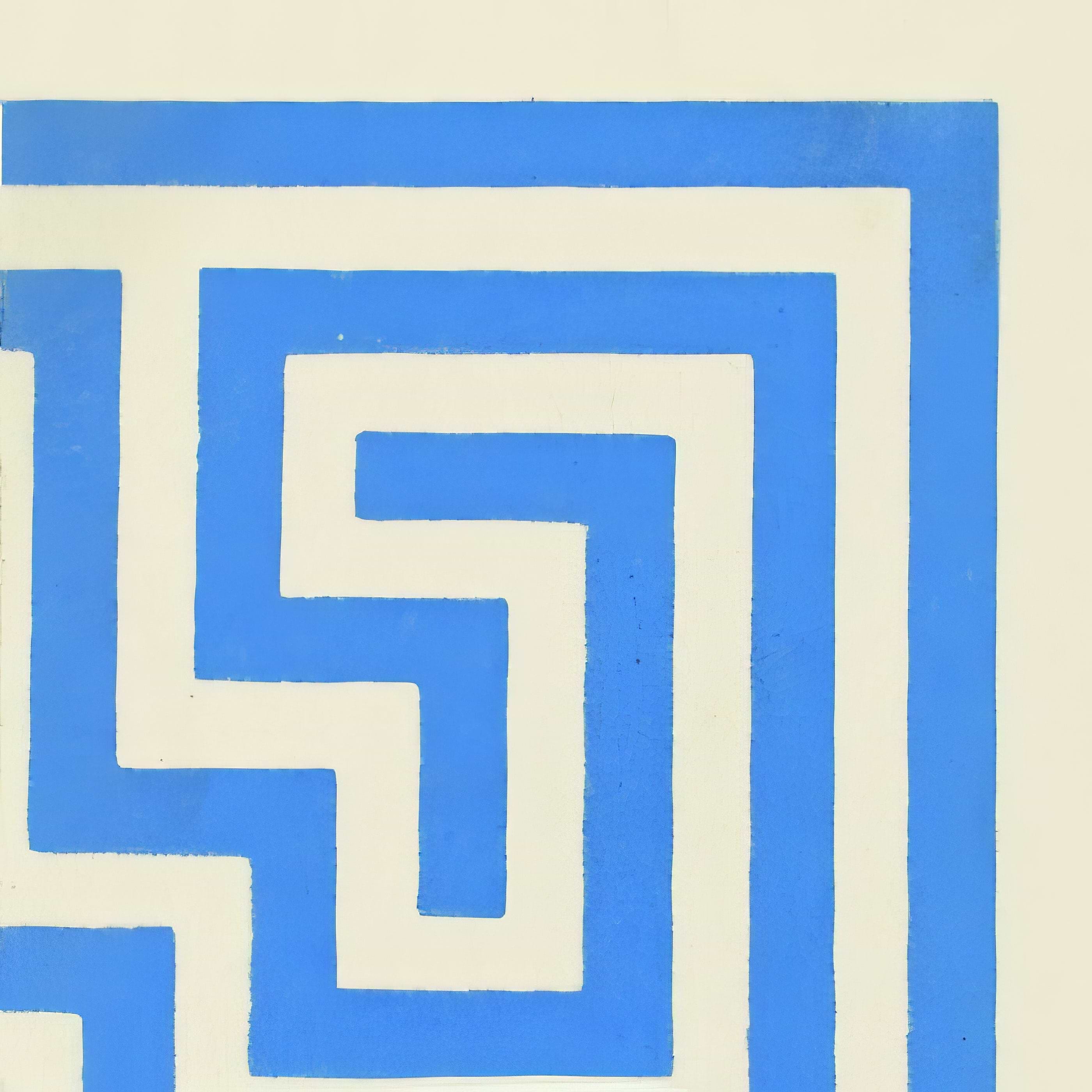 Greek Key Corner Blue on White - Hyperion Tiles