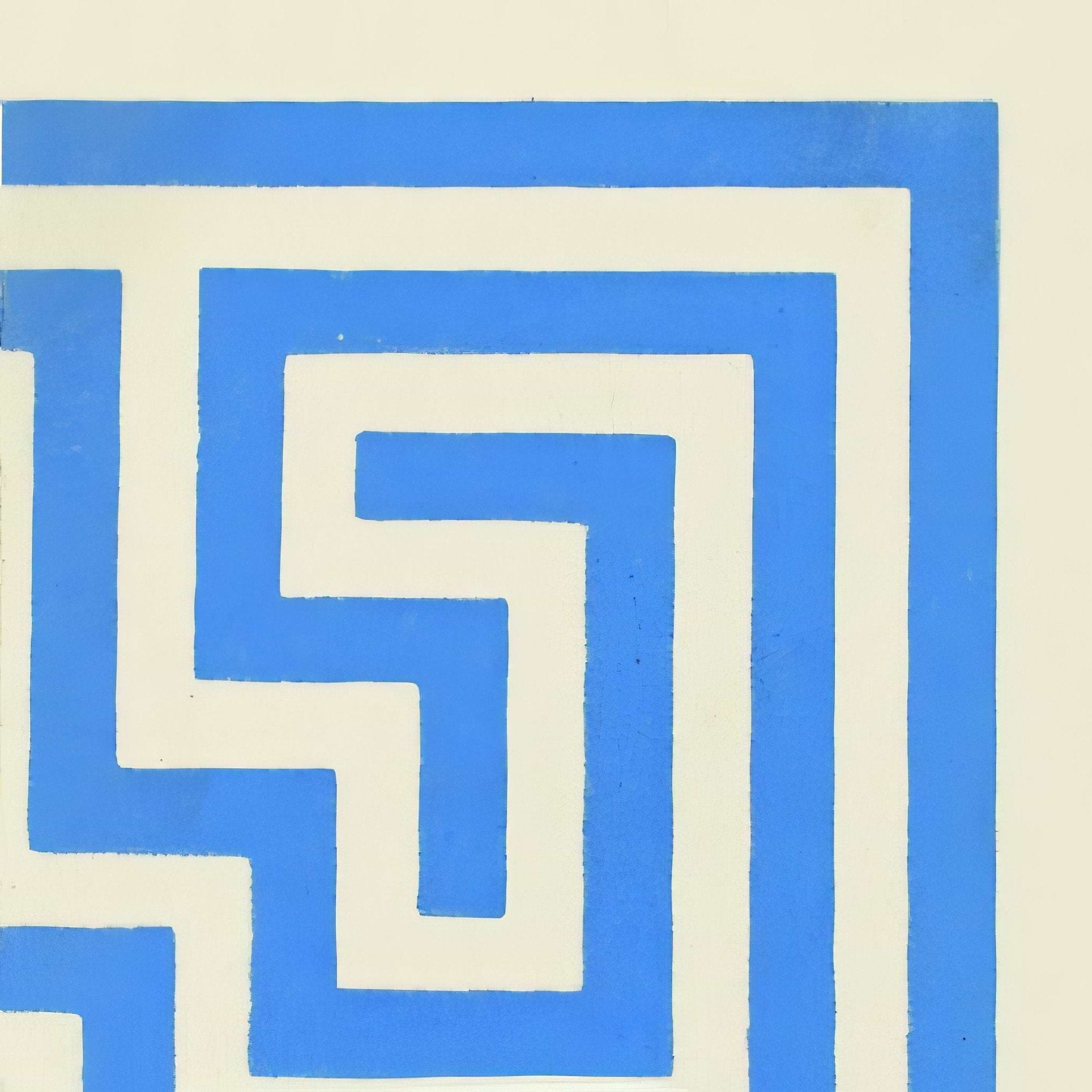 Greek Key Corner Blue on White - Hyperion Tiles