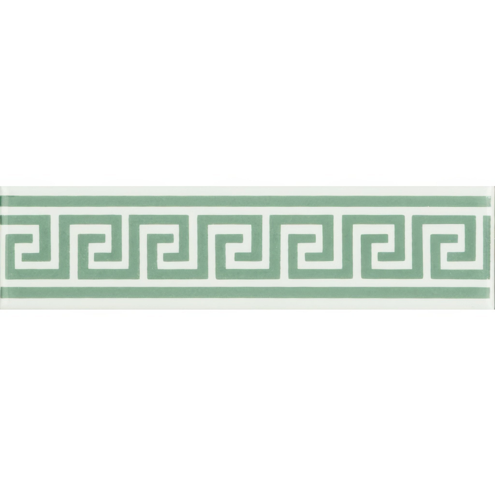 Greek Key Jade Breeze On Brilliant White - Hyperion Tiles