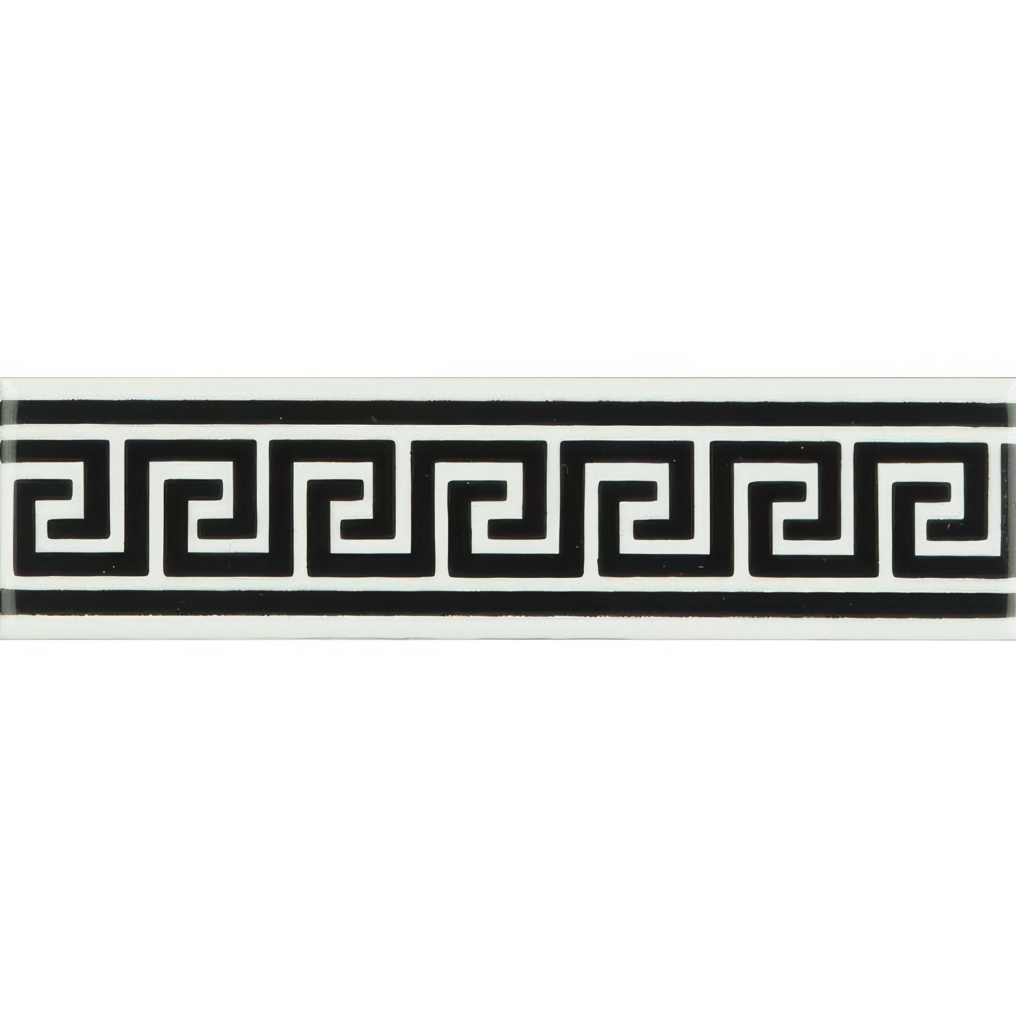 Greek Key Jet Black On Brilliant White - Hyperion Tiles