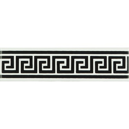 Greek Key Jet Black On Brilliant White - Hyperion Tiles