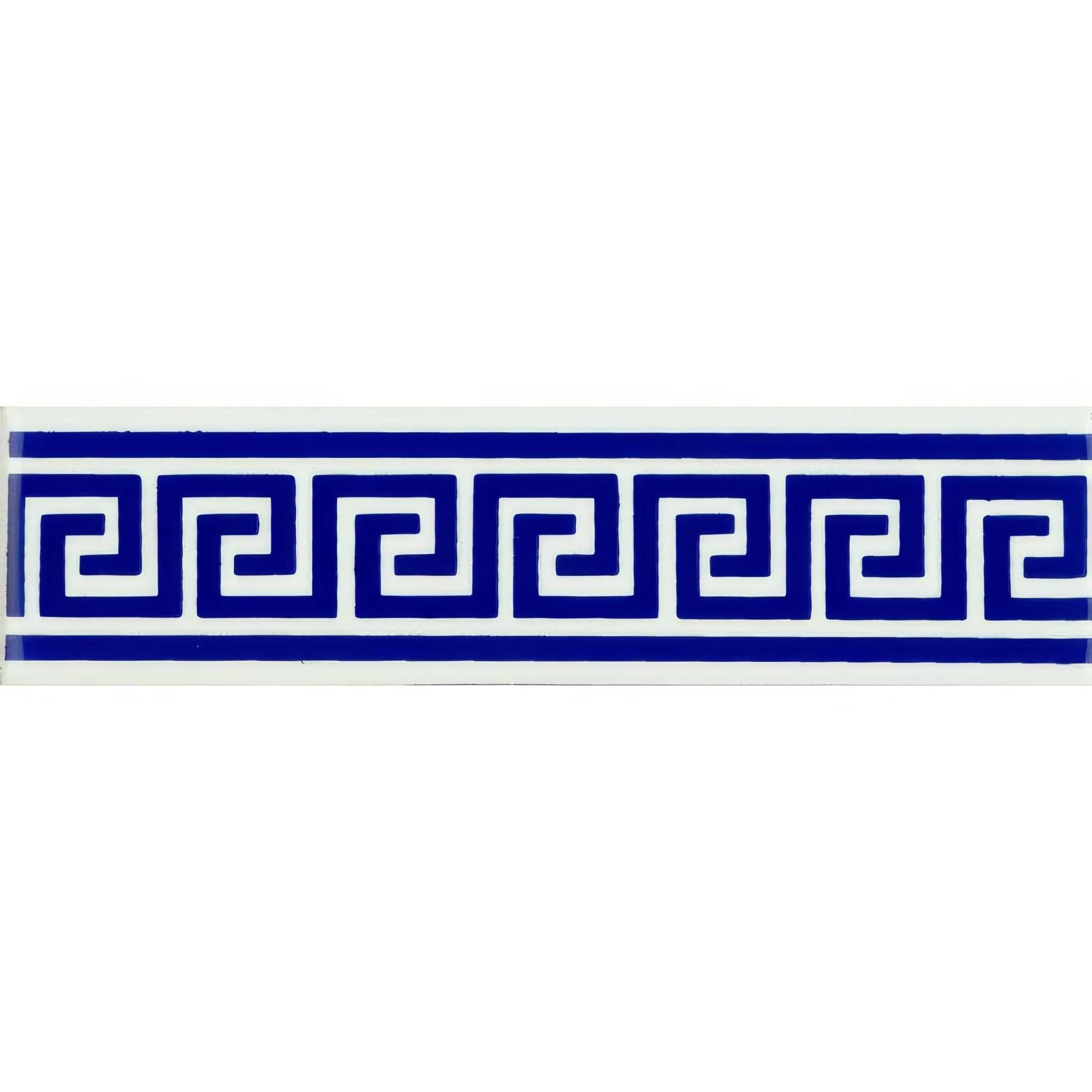 Greek Key Royal Blue On Brilliant White - Hyperion Tiles