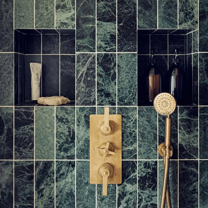 Green Herringbone Honed Marble Tile - Hyperion Tiles