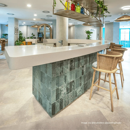 Green Herringbone Honed Marble Tile - Hyperion Tiles