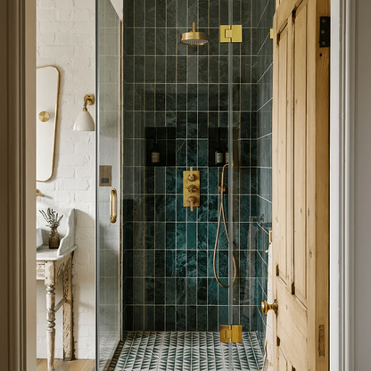 Green Herringbone Honed Marble Tile - Hyperion Tiles