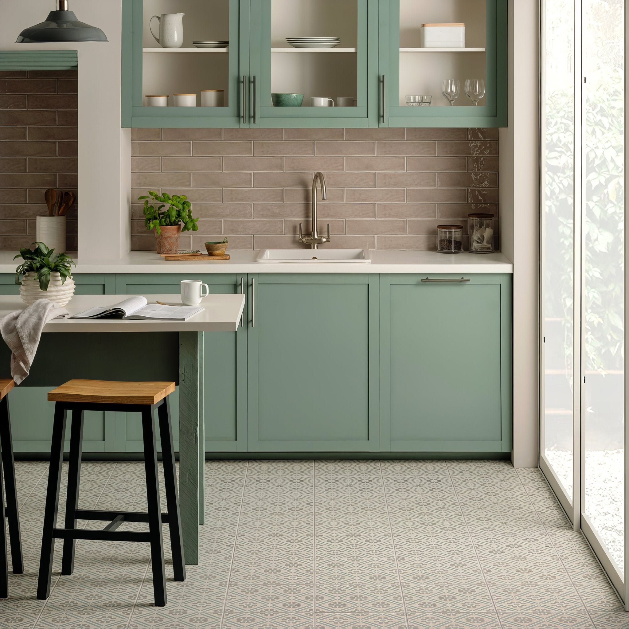 Greenway Teal On Chalk - Hyperion Tiles