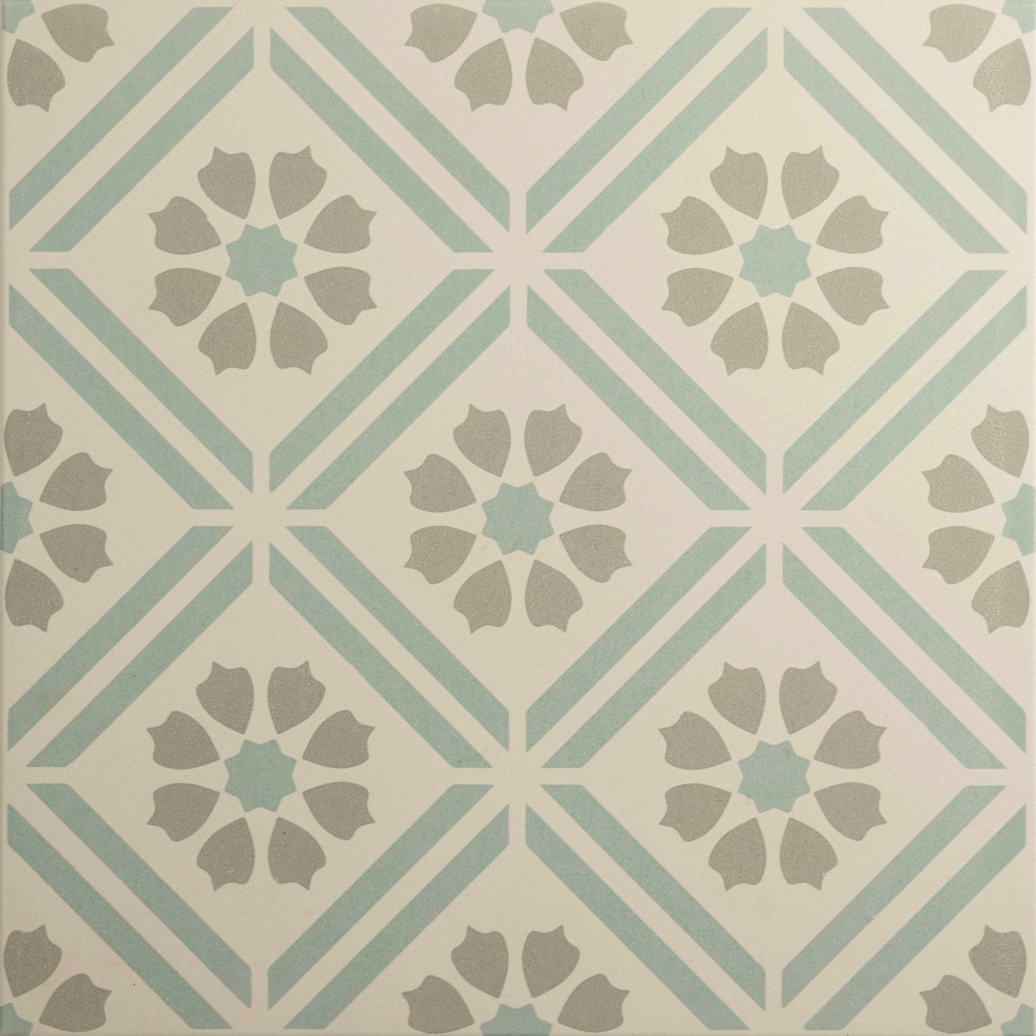 Greenway Teal On Chalk - Hyperion Tiles