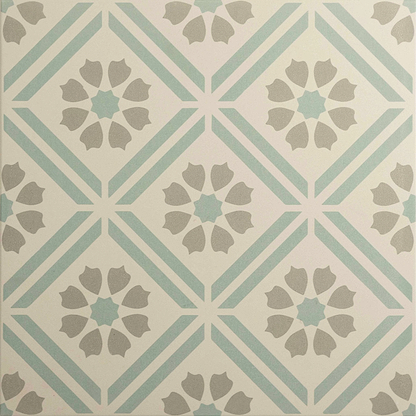 Greenway Teal On Chalk - Hyperion Tiles