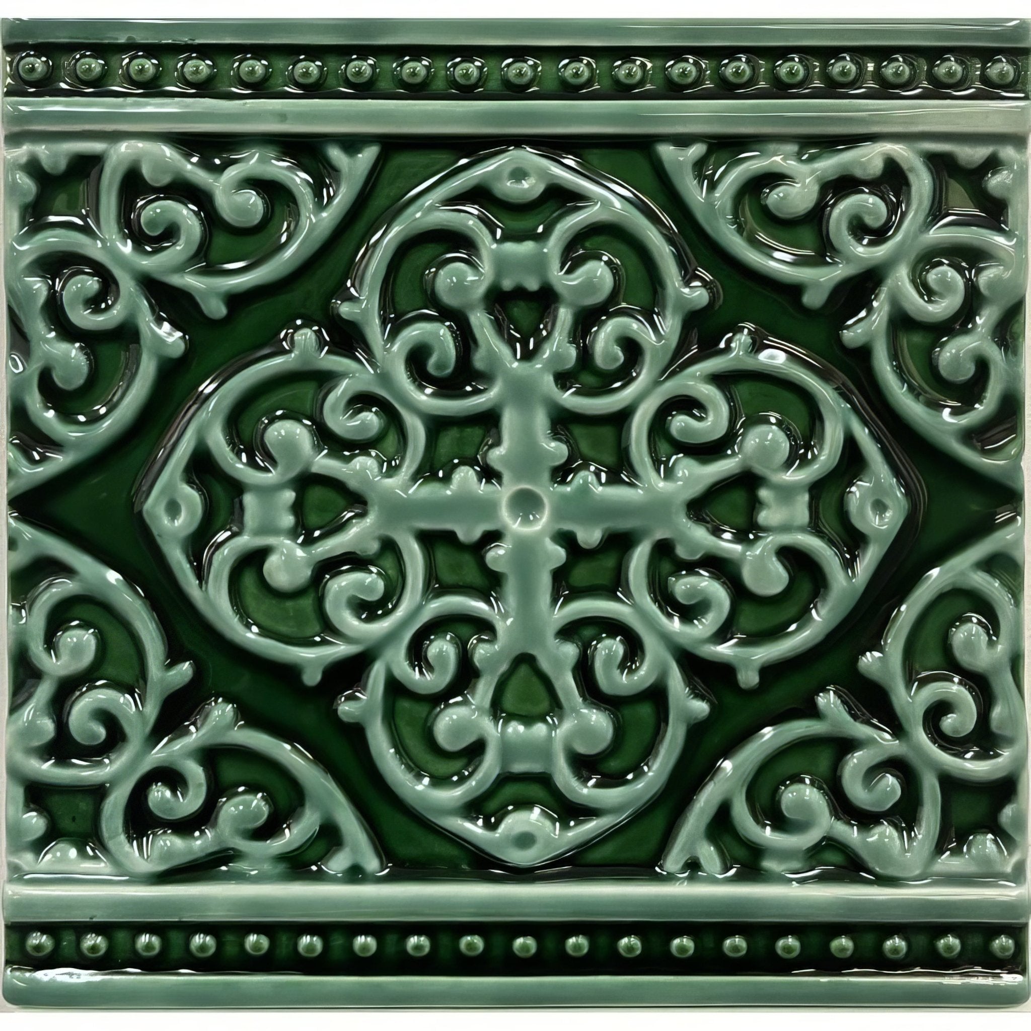 Grosvenor Jade Breeze on Victorian Green - Hyperion Tiles