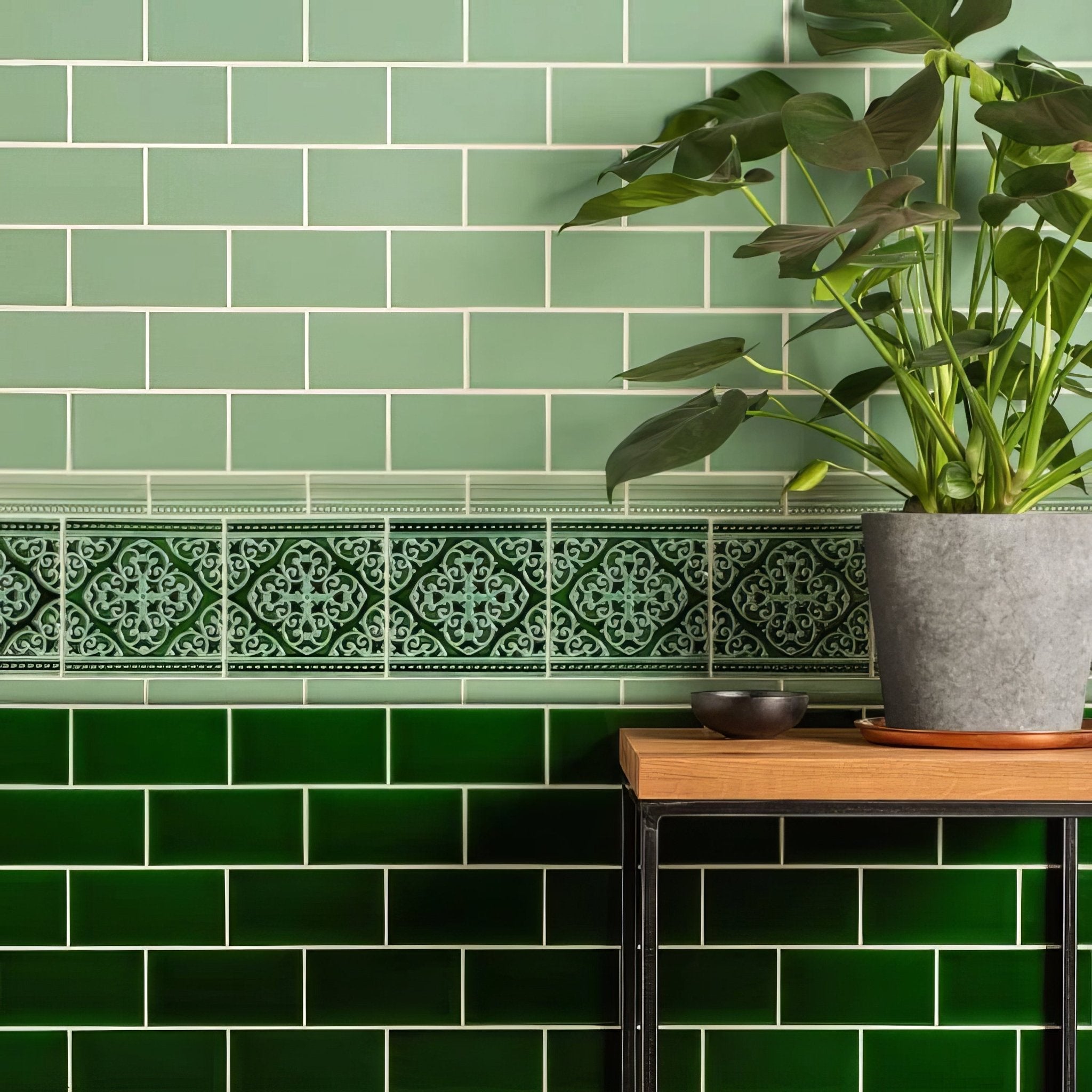 Grosvenor Jade Breeze on Victorian Green - Hyperion Tiles