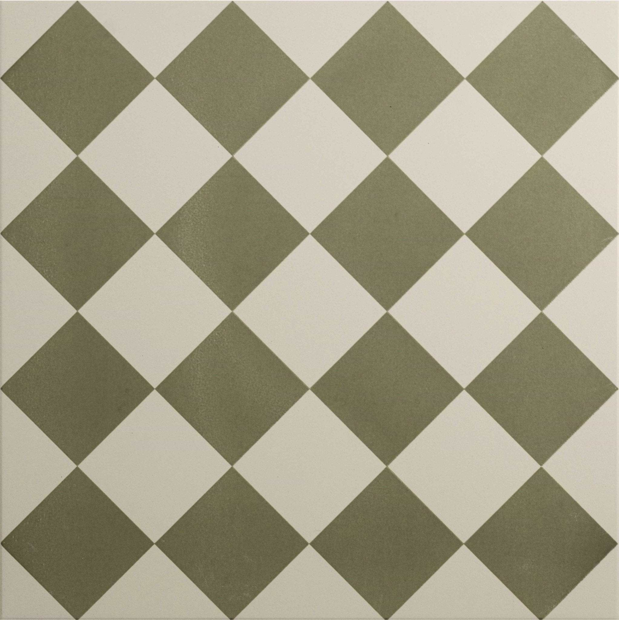 Harlequin Small Green on Chalk - Hyperion Tiles