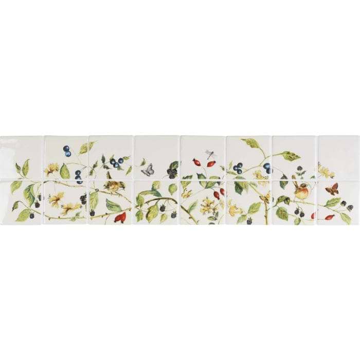 Hedgerow 16 tile set in Colour on Off White