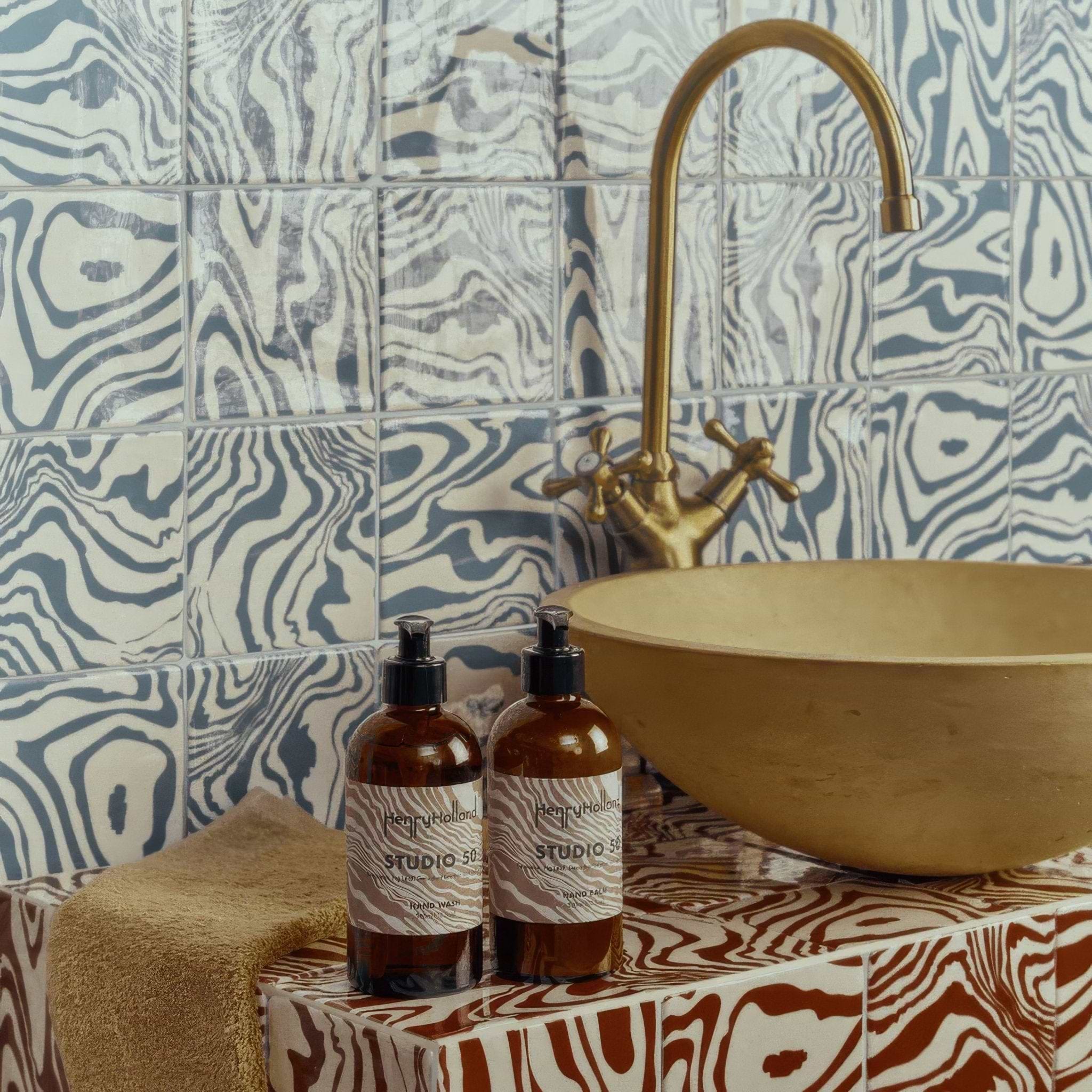 Henry Holland Studio Pour Blue Glazed Square - Hyperion Tiles