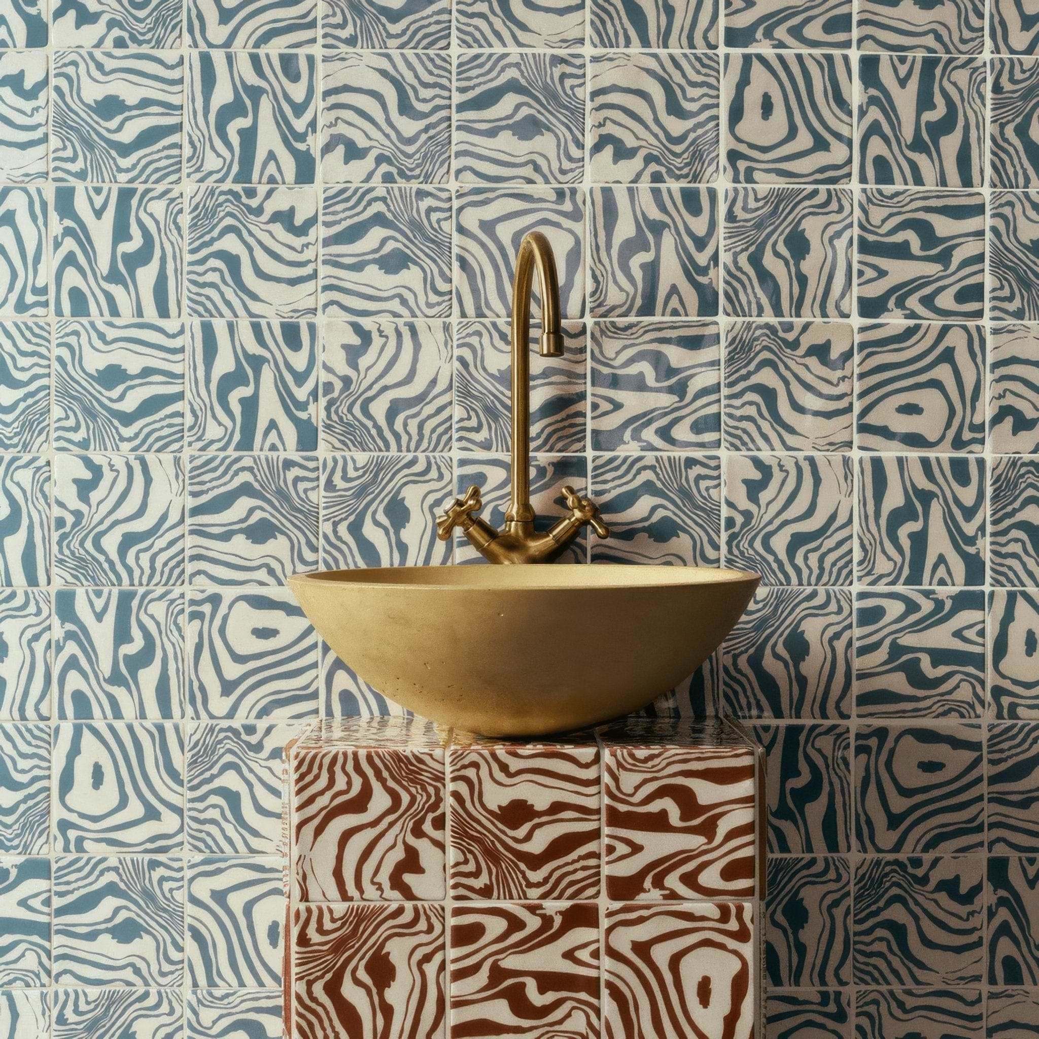 Henry Holland Studio Pour Blue Glazed Square - Hyperion Tiles