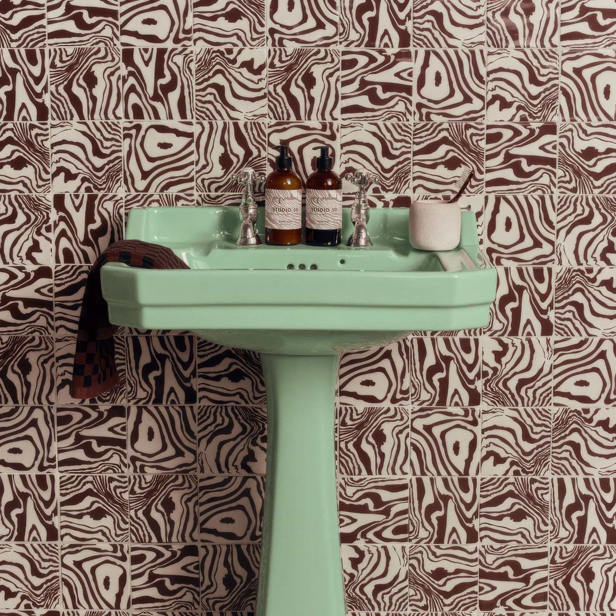 Henry Holland Studio Pour Brown Glazed Square - Hyperion Tiles