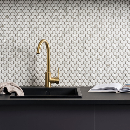 Hexagon Matt Carrara White - Hyperion Tiles