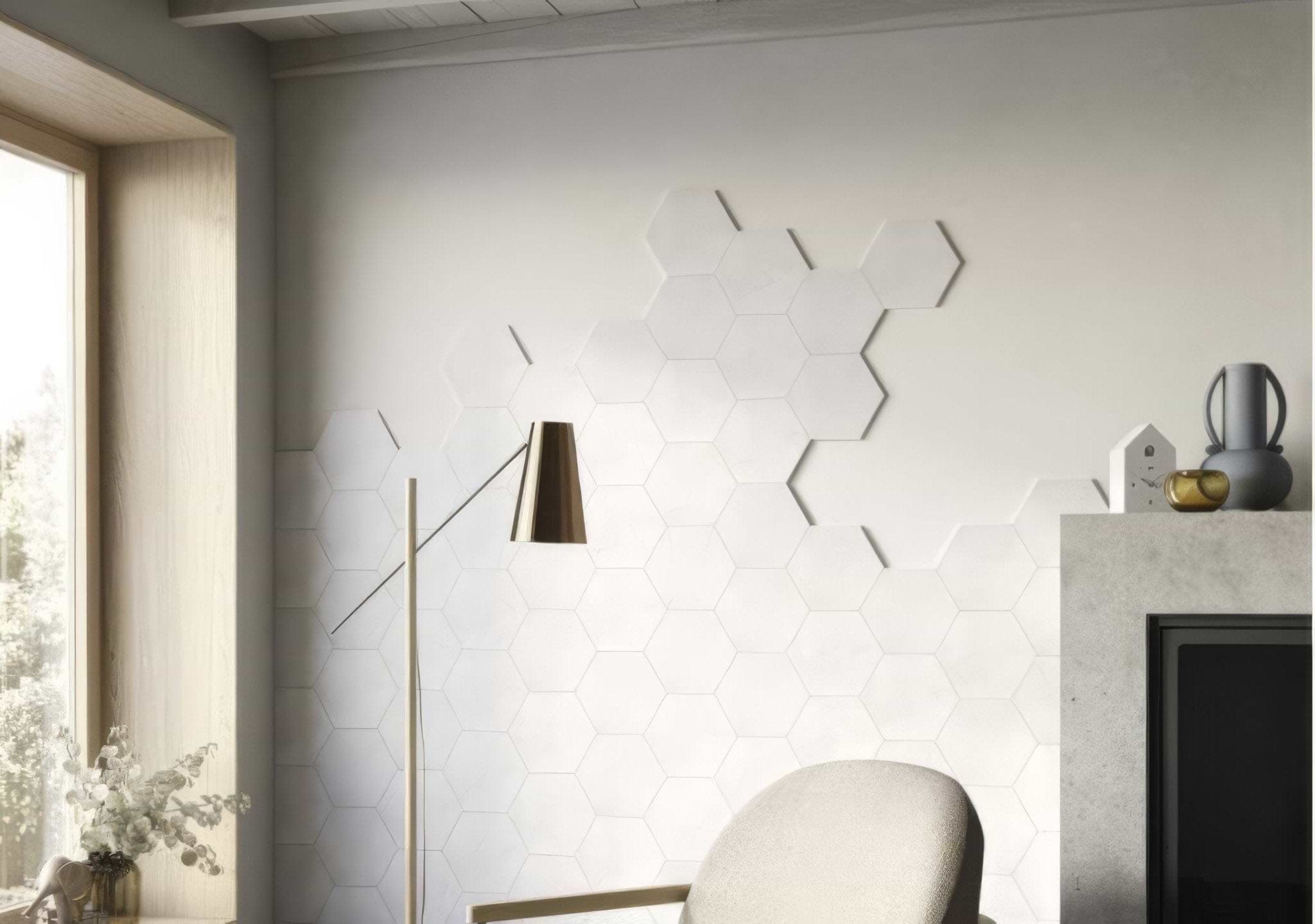Hexagon White Plain - Hyperion Tiles