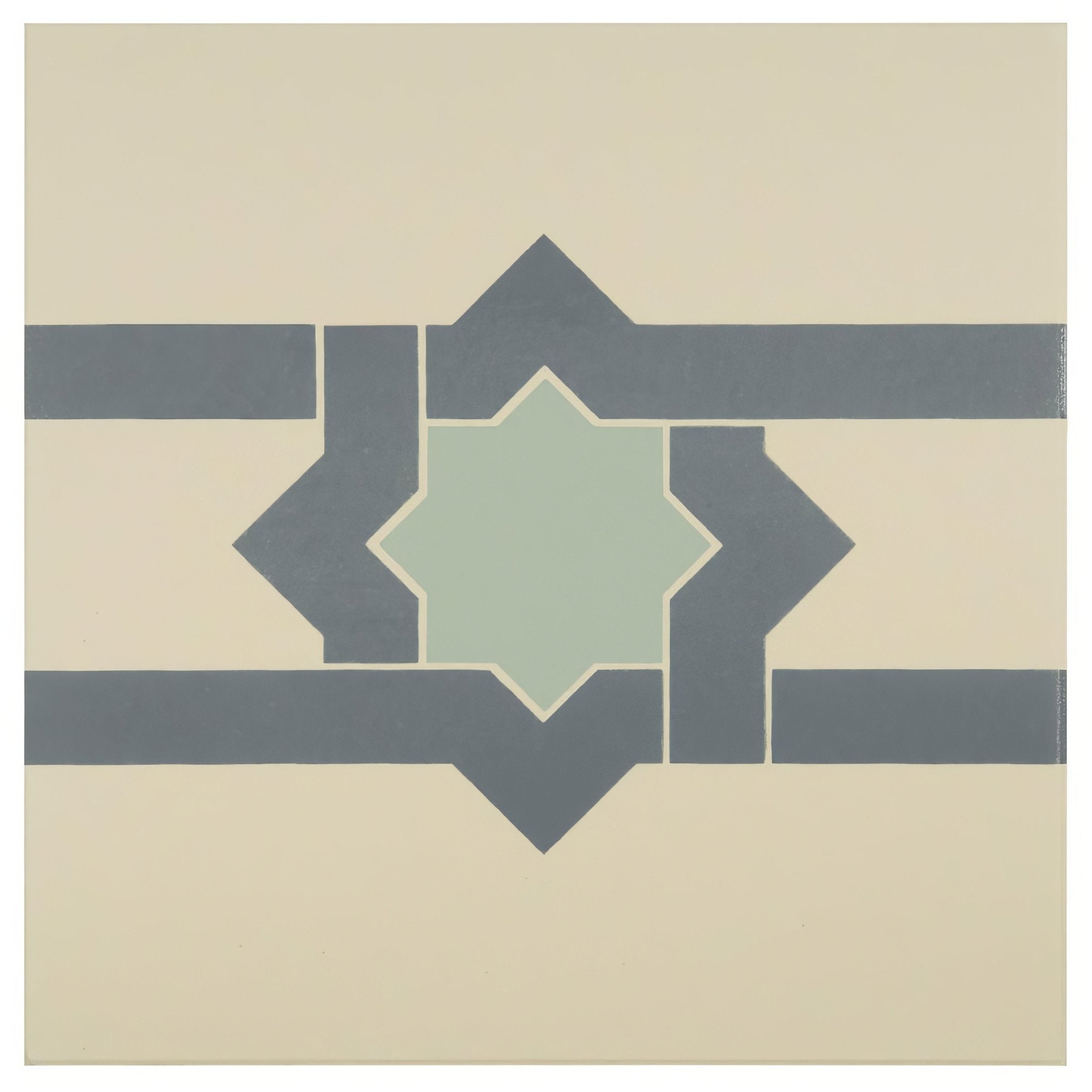 Iberian Border Denim and Light Jade on White - Hyperion Tiles