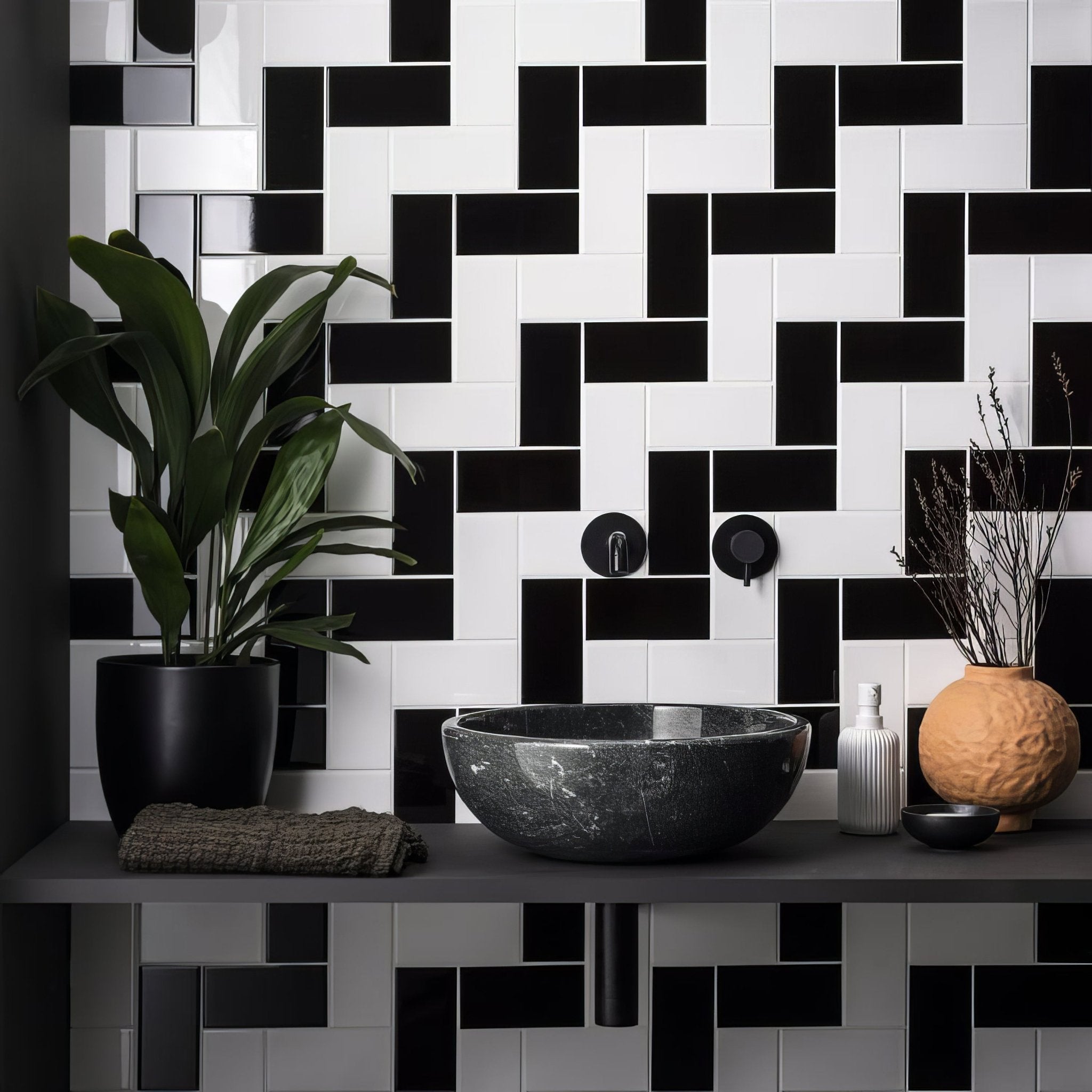 Jet Black Half Tile - Hyperion Tiles