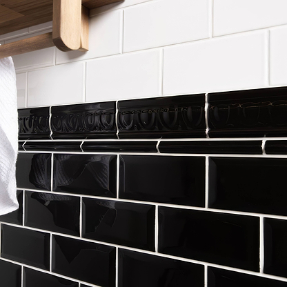 Jet Black Egg & Dart Moulding - Hyperion Tiles