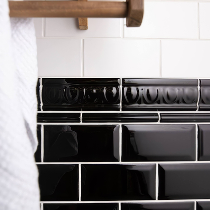 Jet Black Egg & Dart Moulding - Hyperion Tiles