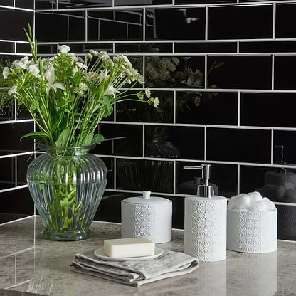 Jet Black Half Tile - Hyperion Tiles