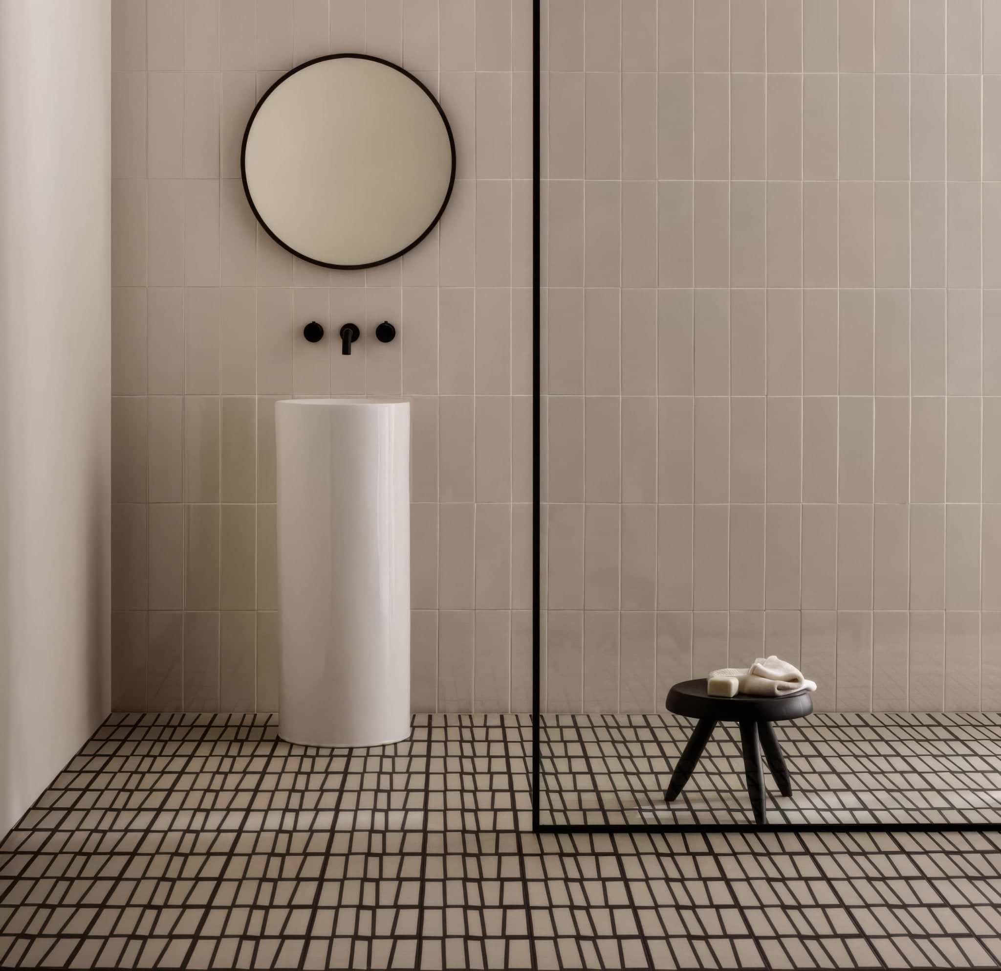 Kelly Hoppen Strip Beige and Black - Hyperion Tiles