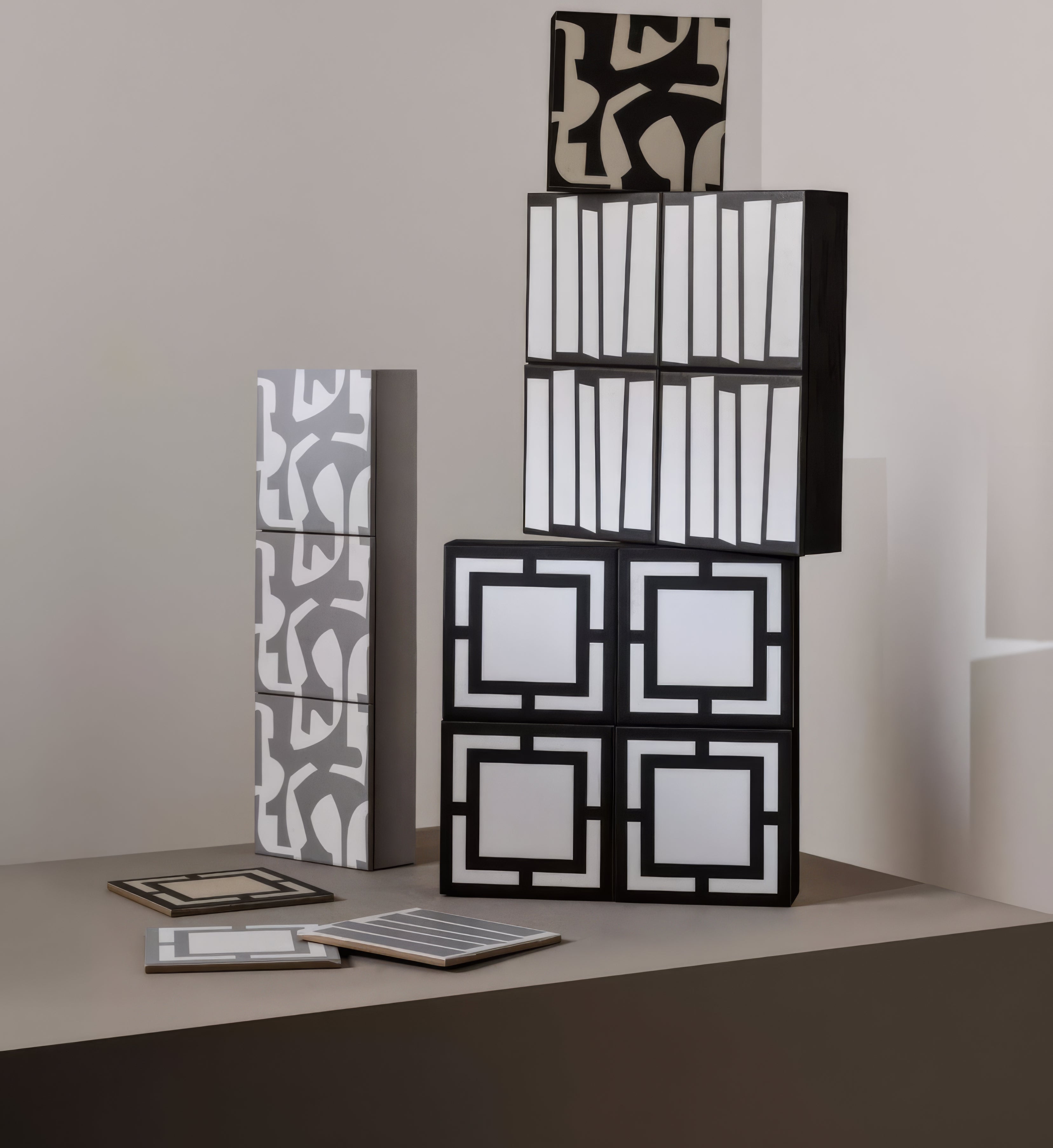 Kelly Hoppen Puzzle Beige and Black - Hyperion Tiles - Fired Earth