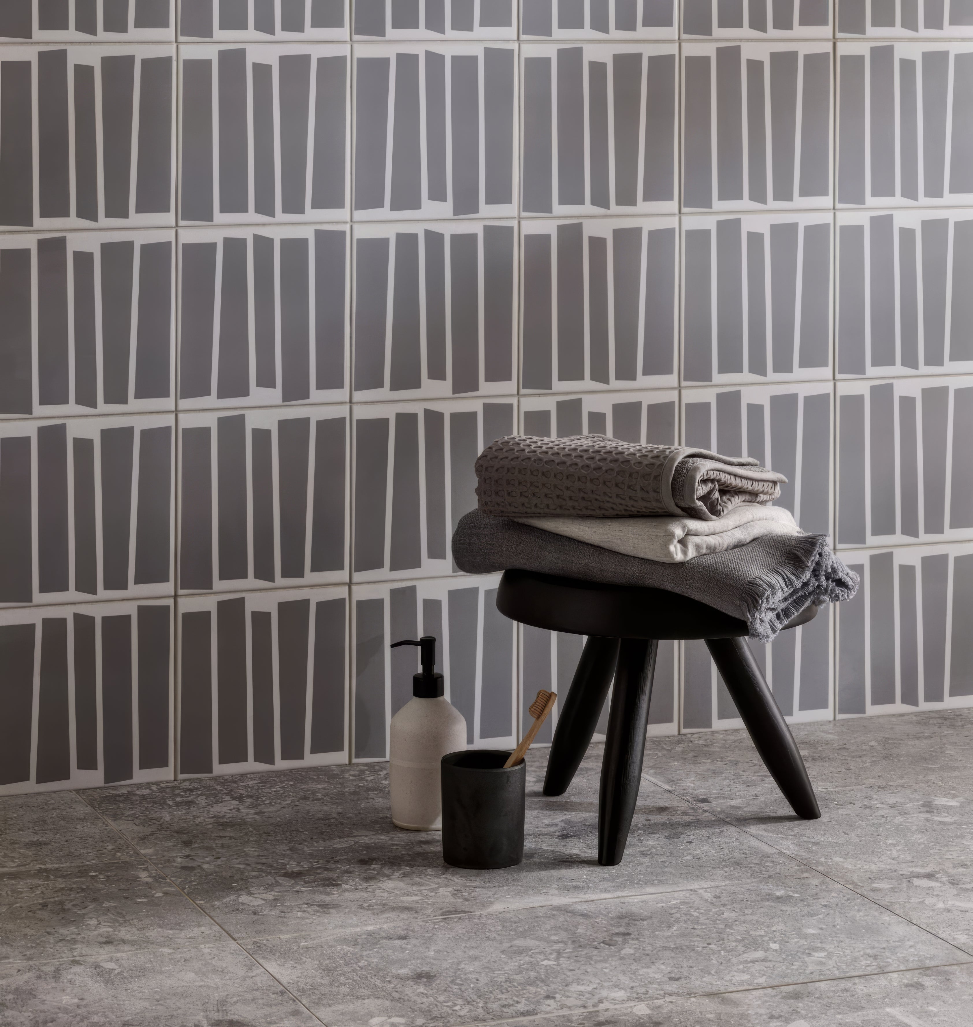 Kelly Hoppen Strip Grey And White - Hyperion Tiles - Fired Earth