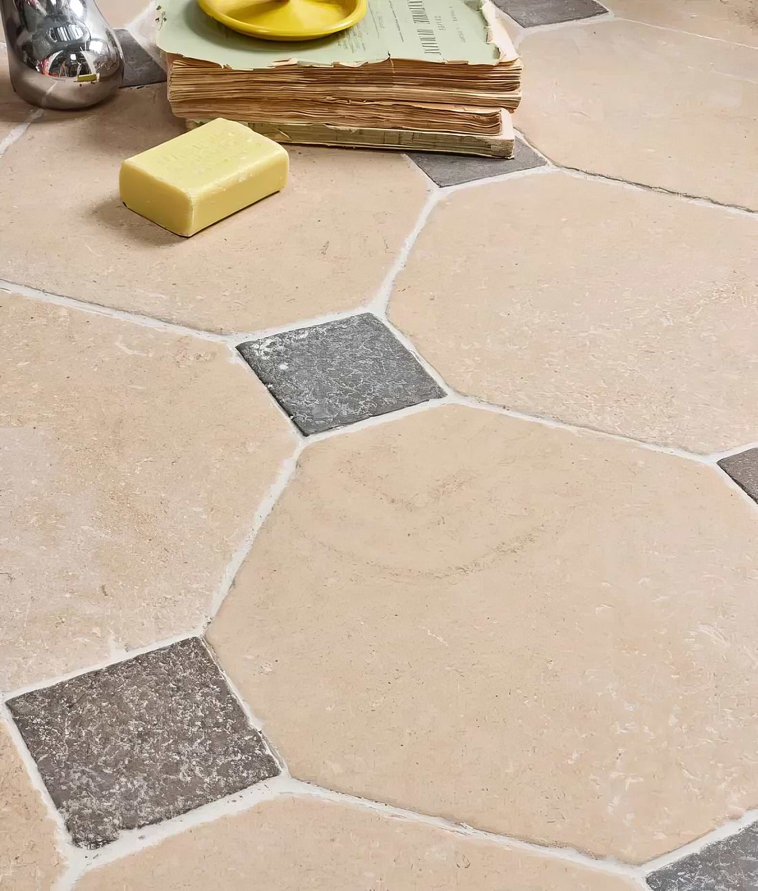 Lacock Limestone Heritage Finish Octagon &amp; Cabochons - Hyperion Tiles