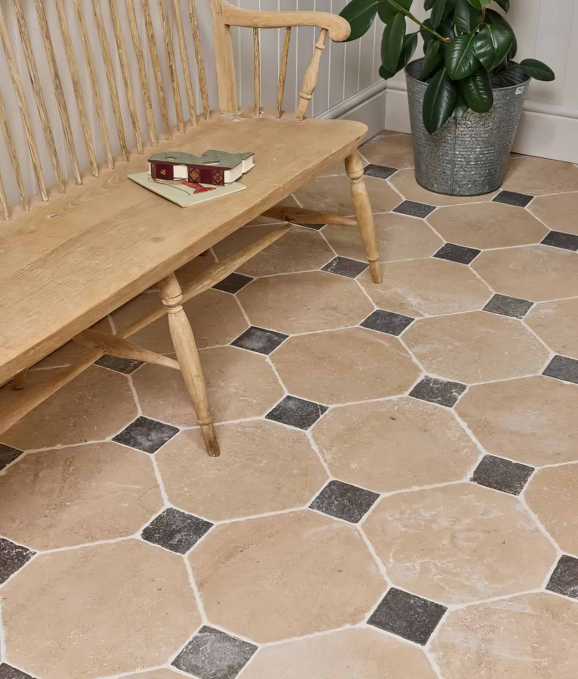 Lacock Limestone Heritage Finish Octagon &amp; Cabochons - Hyperion Tiles