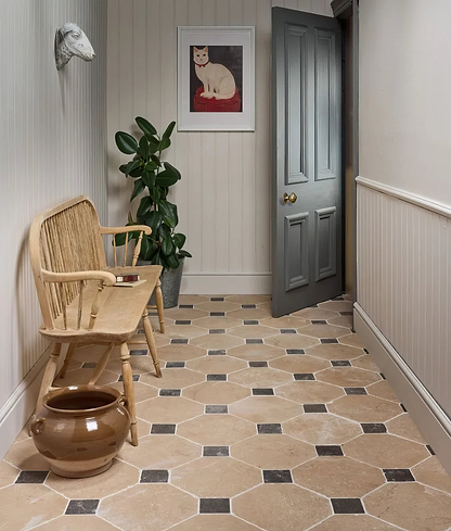 Lacock Limestone Heritage Finish Octagon & Cabochons - Hyperion Tiles