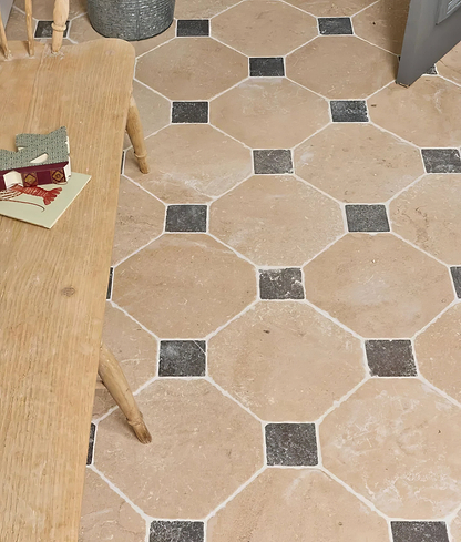 Lacock Limestone Heritage Finish Octagon & Cabochons - Hyperion Tiles